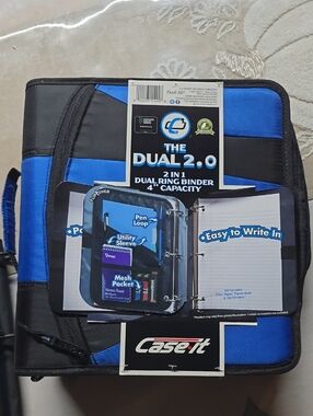 Case-it The Dual 2.0 2-in-1 Dual Ring Binder - Blue